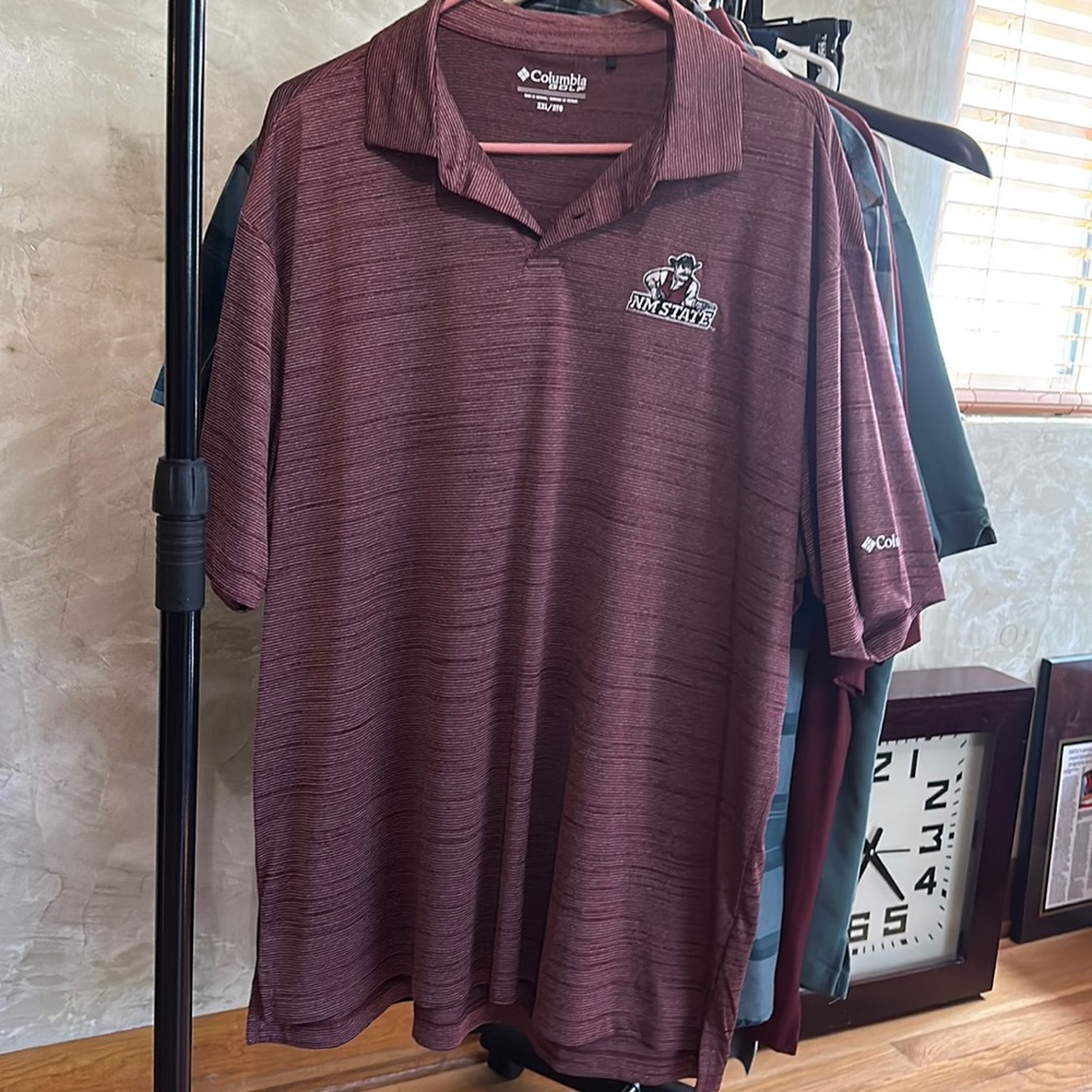 Men’s Columbia Golf Polo with NMSU (New Mexico State University) logo